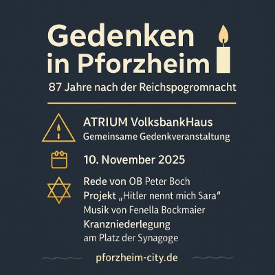 Pforzheim erinnert an 87. Jahrestag der Reichspogromnacht